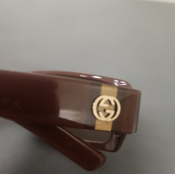 GUCCI Brown acetate Sunglasses with gradient lenses GG Logo Sign - Picture 4 of 7